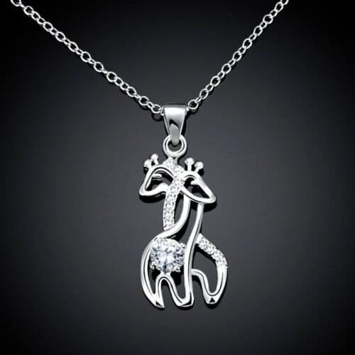 Exquisite Dual Deer Rhinestone Necklace Unique Shape Clavicle Chain Necklace Pendants For Women Wedding Birthday Lover Gifts