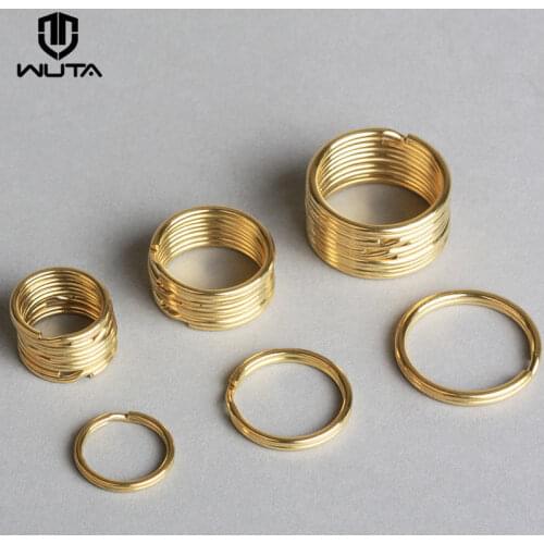 WUTA Brass Round Key Holder Double/Split Jump Key Ring Key Chain Leather Craft DIY Accessories-Pack of 10/20/50pcs Standard Ship
