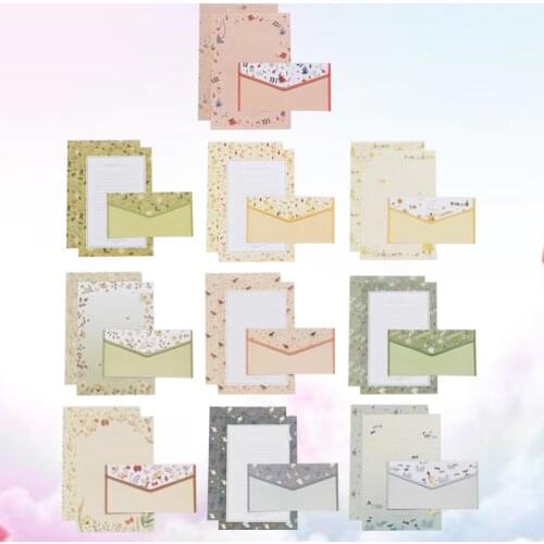 10Sets A5 Flower Printing Envelope and Letter Paper Lovely Writing Stationery Envelopes Kit (Mixed Pattern 30Pcs Envelop and 60P