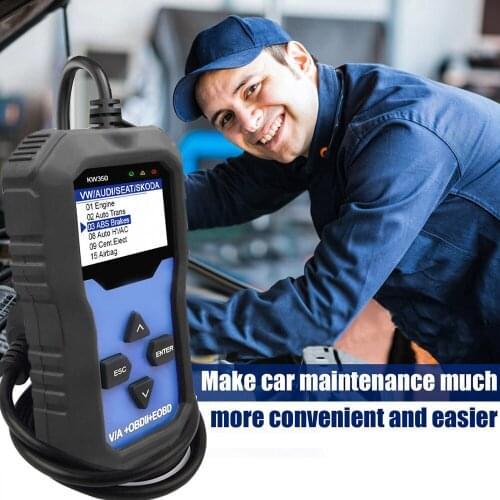 KW350 OBDII Scanner Code Reader Engine Fault Reader Tire Pressure Monitoring 12V Car Diagnostic Scanner Tool for VW Audi Skoda
