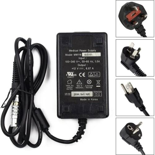 12V 6.67A Medical Power Supply 4 pin MW116 KA1251F01 AC Adapter + Power Cord-Used