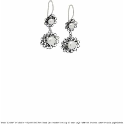Midyat Silver Filigree Hand Work With Pearl Womens Earrings
