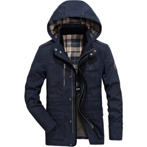 Brand Military Long Jacket Men High Quality Autumn Winter Windproof Outwear Multi-pocket Mens Hooded Jackets Coats Size M-4XL