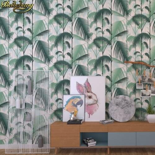Beibehang Nordic TV background wall papers home decor modern minimalist rainforest green leaf living room leisure area wallpaper