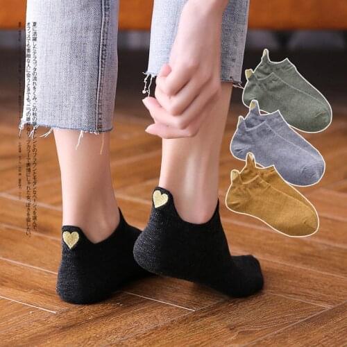 Fashion Socks Woman 2019 New Spring 1 Pair Ankle Socks Girls Cotton Color Novelty Women Fashion Cute Heart Casual Socks Lady