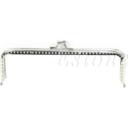 New Silver Handle Sewing Purse Handbag Coins Bags Metal Kiss Clasp Frame 15cm