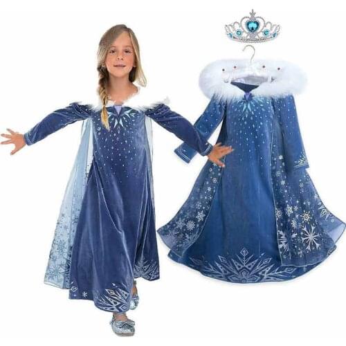 Muababy Carnival Clothing Elsa Dress for Girls Birthday Party Wear Princess Costume Children Sequined Snow Queen Vestido Cosplay