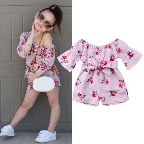 Baby Girl Print Girl Clothes Summer Toddler Baby Girl Floral Romper Jumpsuit Bodysuit Outfits Clothes Set 1-5 Years