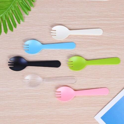 Solid Color Fork Disposable Tableware Cake Fruits Accessories Birthday Party Decoration Supplies Carnival Festival Wedding