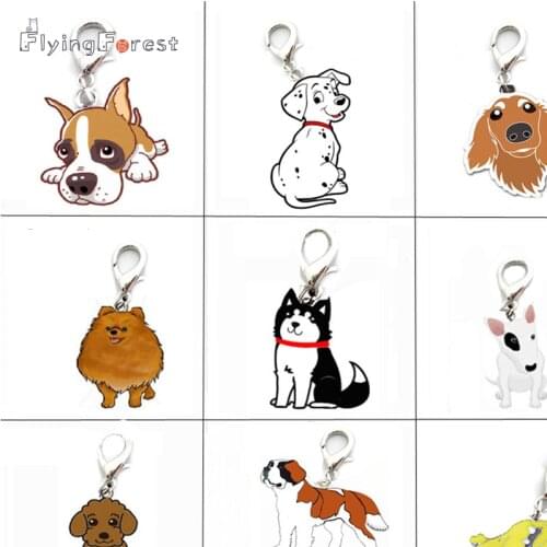 5pcs/lot Pet Dogs Pendant Keychain Charms Poodle Bulldog Husky Bag Charms for Jewelry Cute Anime pet dog Fashion