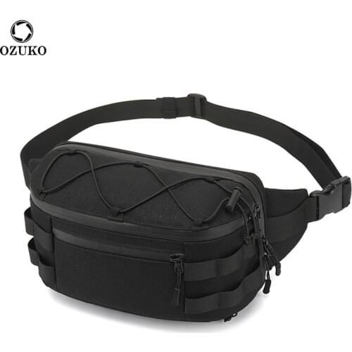 OZUKO Mens Waist Bag Outdoor Fit 9.7 Ipad Sling Chest Pack Outdoor Waterproof Sports Belt Bag Teenager Male Waist Fanny Pack