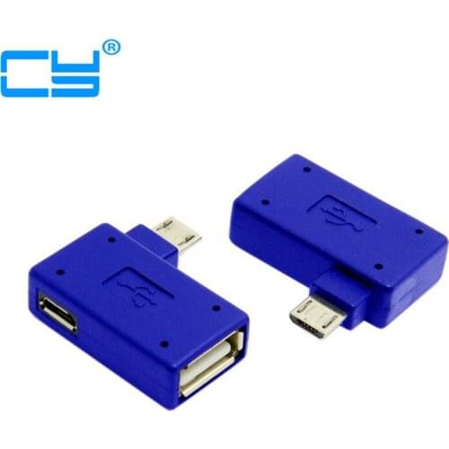 Right Angled 90 Degree Micro USB OTG Host Flash Disk Adapter with Micro Power for Galaxy Note3 S3 S4 Charge Phone At Same Time