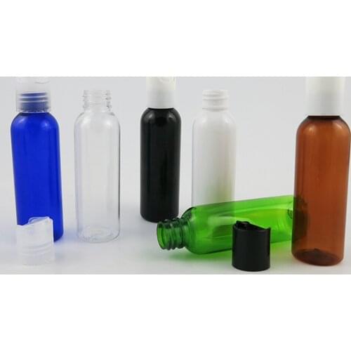 Clear Amber Black Empty Plastic Bottle with Disc Top Cap Refillable Container For Shampoo Lotion Cream Liquid Body Soap 60ml 2oz