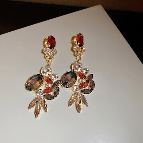 Luxury Crystal Earrings Vintage Fashion Exaggerated Zircon Inlaid Dangle Earrings Party Jewelry