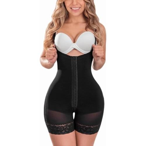 Hour Glass Body Shaper Tummy Control Shapewear Girdle Maximum Abdomen Waist and Hips One-breasted Front ClosureLace Fajas
