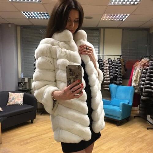 Genuine Rex Rabbit Fur Coat Women Jacket Winter Warm Fashion Outerwear High-Quality 2020 New Arrival