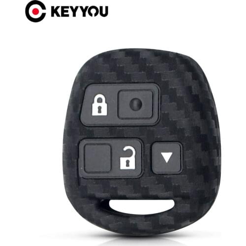 KEYYOU Carbon Fiber Silicone For Toyota Camry RAV4 Corolla PRADO YARIS Tarago For Lexus Key Case Fob Remote Car Protection Cover