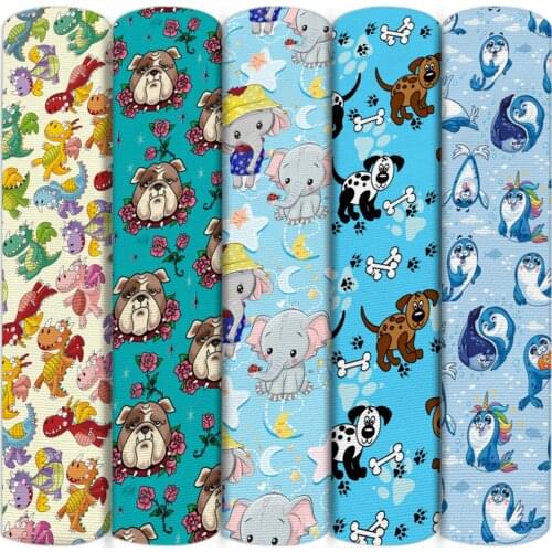 Dog Puppy Dinosaurs Elephant Hippo Polyester Cotton Material Fabric Tissue Sewing Quilting Needlework DIY Cloth,1Yc15478