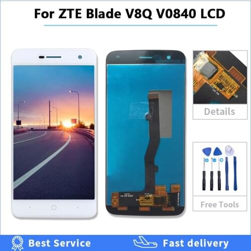High quality 5.0'' For ZTE Blade V8Q V0840 Full LCD DIsplay + Touch Screen Digitizer Assembly 100% Tested repair part lcd