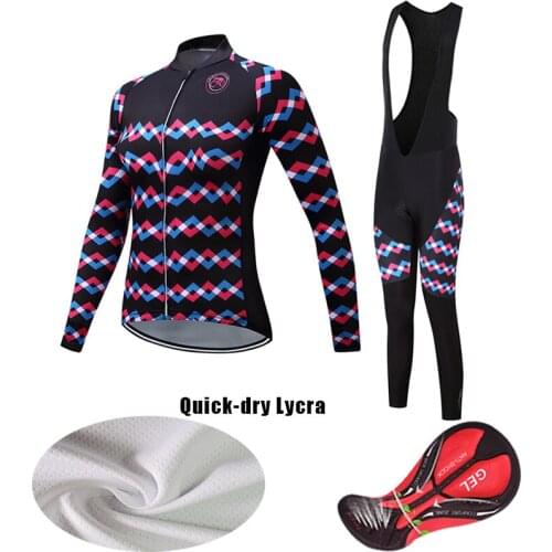 Women Free Shipping Fall Cycling Clothing 2021 Long Sleeve Road Bike Jersey Set BIB Kit Female Bicycle Clothes MTB Suit Uniform