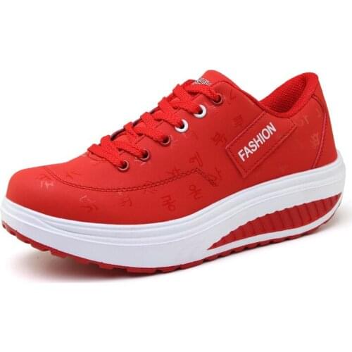 2021 new fashion womens leather rocking shoes thick soles casual sneakers travel shoes muffin shoes large size womens shoes