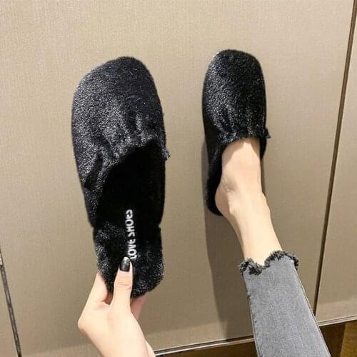 2021 Women Slippers Furry Fluffy Fur Slides Home Indoor House Lady Outside Mules Shoes Woman Female Ladies Slippers For Women