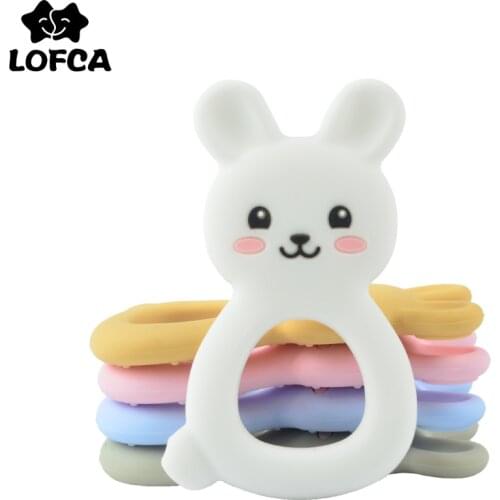 1PC Rabbite Silicone Teether Toys Necklace Accessories Infant Chew Toys Animal Silicone Beads Soft teether DIY Baby Teething
