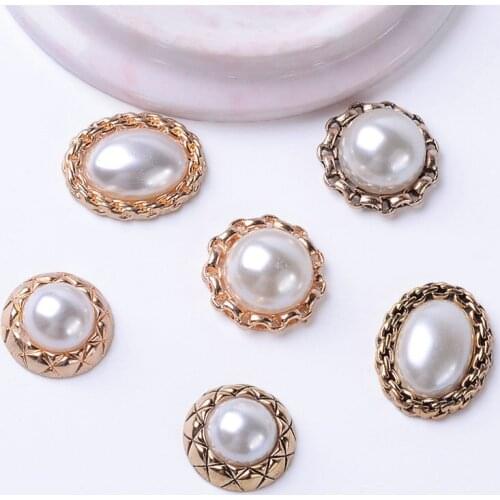 10 Pcs Alloy Pearl Flower Plate Diamond Button DIY Jewelry Scarf For Hair Accessories Sewing Decorative Clothing accessories