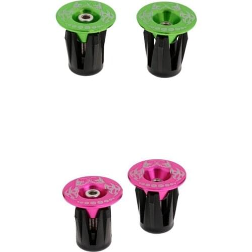 2 Pairs MTB Bicycle Handlebar Grips Cap Bike Push-in Handle Bar Caps Green, Rose Red Precision CNC Machined