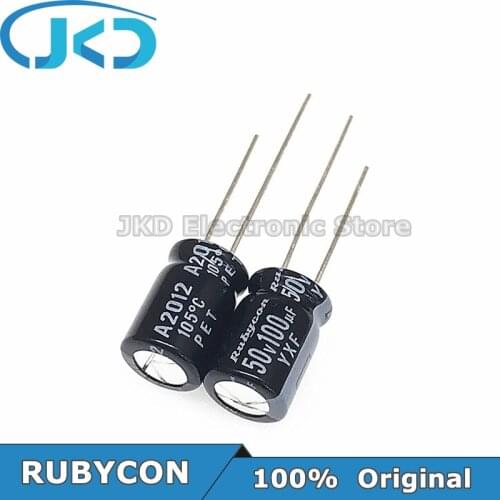 20pcs RUBYCON 100UF 50V 8*11mm 100UF50V 50V100UF 8x11mm Aluminum Electrolytic Capacitor 100% Original