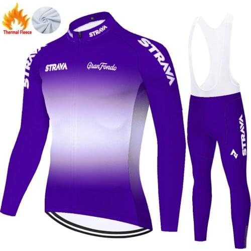 2021 STRAVA cycling jersey set Winter Thermal Fleece warm bike clothes roupa ciclismo masculino ​​20D cycling pants