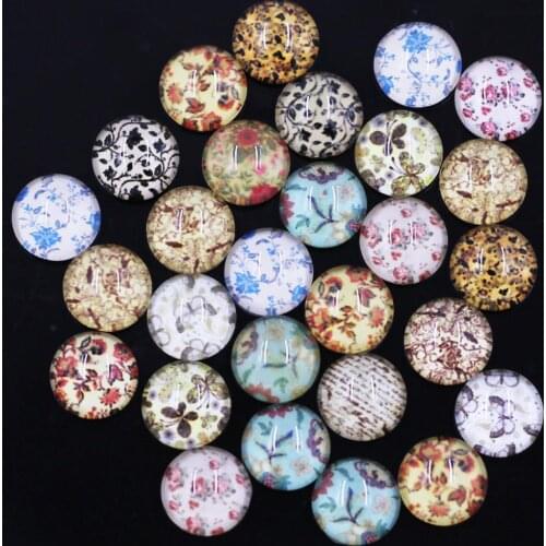 50Pcs Glass Cabochons Cameos Dome Seals Embellishments Mixed Butterfly Flowers Crafts DIY Making Finding 10mm
