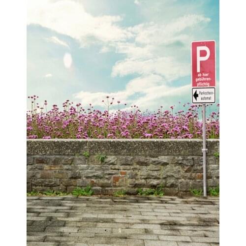 5x7ft Brick Floor Pink Flowers Photography Backdrops Photo Props Studio Background