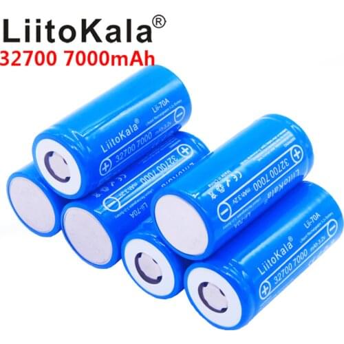 6pcs LiitoKala lii-70A 32700 lifepo4 cell 7000mah 3.2V LiFePO4 rechargeable battery with flat top for flashlight 32700 battery