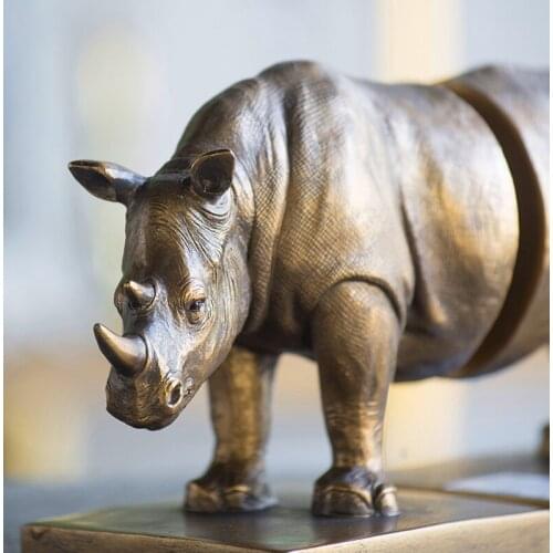Home Decor Accessories Gold Rhinoceros Statue Bookend Elephant Figurine Living Room Ornament Objects Animal Resin Art Craft Gift