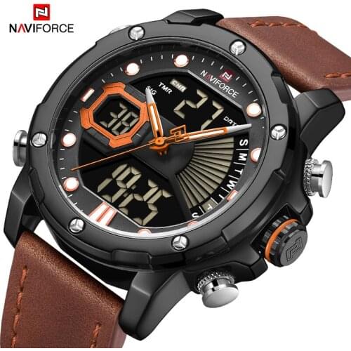 NAVIFORCE 2021New Business Luxury Watches Fashion Quartz Watch Men Waterproof Dual Display Military Male Clock Relogio Masculino