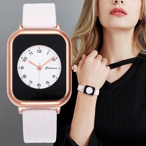 Luxury Fashion Simple Number Women Watches Elegant Rectangle Ladies Quartz Wristwatches Casual White Pu Leather Woman Clock