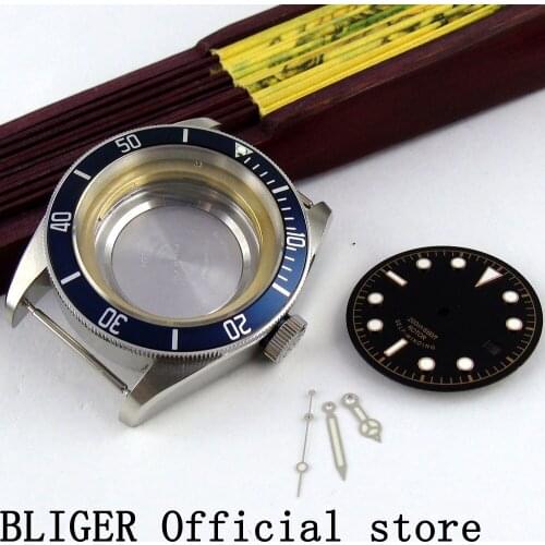 BLIGER 41MM Stainless Steel Case Sapphire Glass Watch Case+Luminous Hands+Dial Fit Miyota 8215 8205 Automatic Movement C42