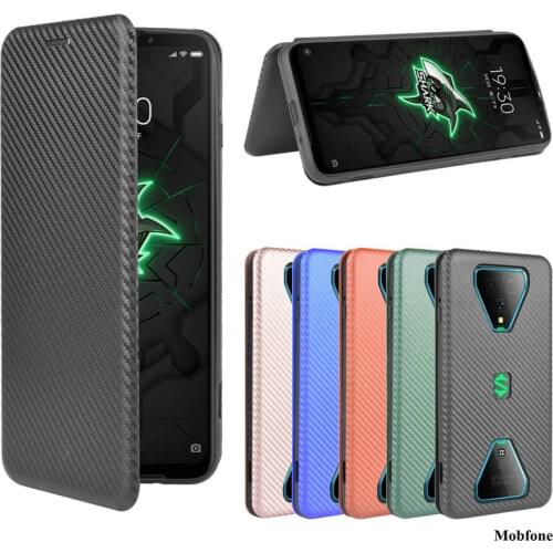 Black Shark 3 Coque Fundas Carbon Fiber Flip Case for Xiaomi BlackShark 3 TPU Bumper Black Shark3 Full Cover BS3 BlackShark3 Bag