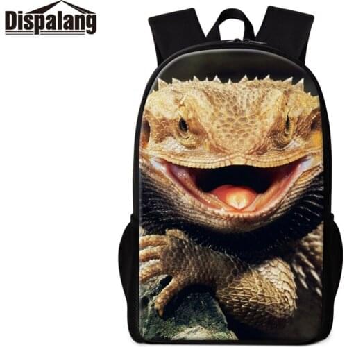Dispalang Cool Animal Prints School Backpack for Boys Lizard Patterns Shoulder Bookbag Cute Satchel for Girls Rucksack Mochilas
