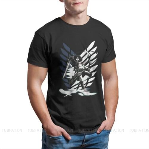 Attack On Titan Eren Levi Anime Newest TShirt for Men Mikasa Round Neck Pure Cotton T Shirt Hip Hop Gift Clothes Tops 6XL