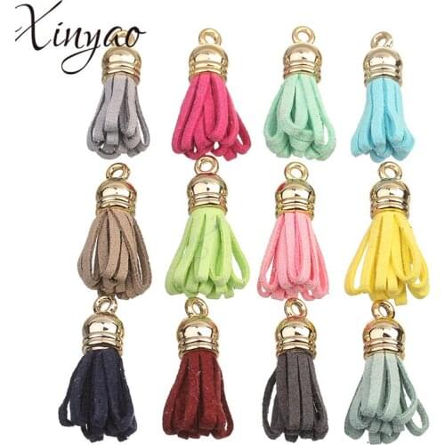 XINYAO 20pc/lot 29mm Faux Suede Tassel With Caps Fit Earrings Charms Finding Suede Tassels for keychain Cellphone Straps Jewelry