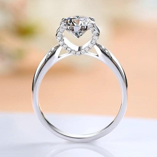 925 sterling silver 1ct 2ct 3ct Round Brilliant Cut Ring Classic 4 claw luxurious Moissanite ring Engagement jewelry Anniversary