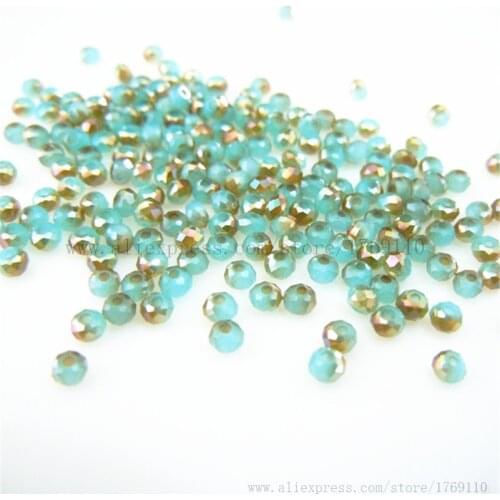 Isywaka Solid Blue Golden Color 1700pcs 2mm Rondelle Austria Crystal Glass Beads Loose Spacer Round Bead for Jewelry Making