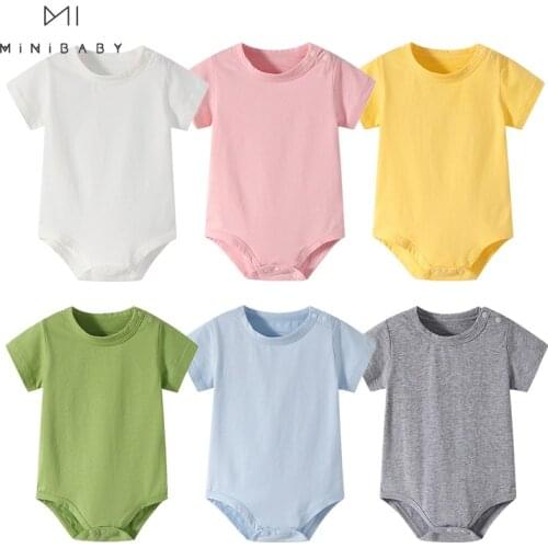 Summer Baby Girls Bodysuit Newborn Clothes 2021 Cotton Jumpsuit For Boys 0-24m Short Sleeve 6 Colors Clothing Twin Home Pajamas