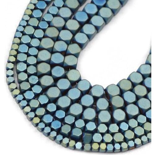 Matte Green Square Natural Hematite beads Spacer cube Loose beads for diy Jewelry Bracelet Necklace Making Accessories 2/3/4MM