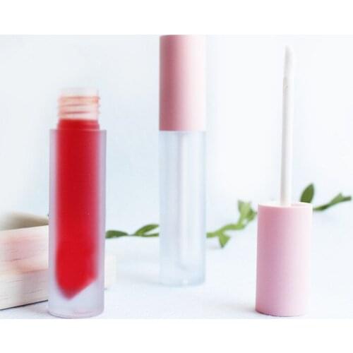 Frosted Pink Round Lip Gloss Tint Plastic Tubes DIY Empty Makeup Big Lipgloss Liquid Lipstick Case Beauty Packaging 20pcs/lot