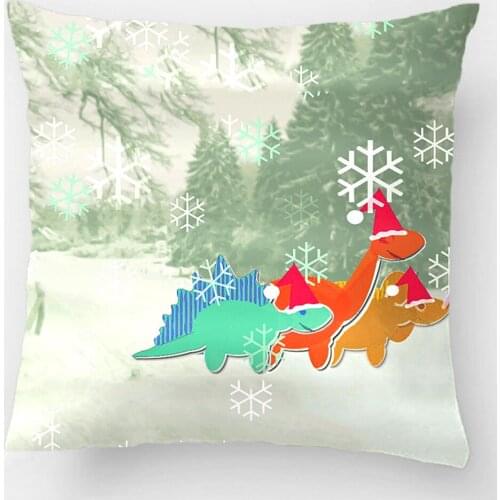 Cute Cartoon Dinosaurs Merry Christmas Wedding Decorative Cushion Cover Pillow Case Customize Gift For Car Sofa Seat Pillowcase