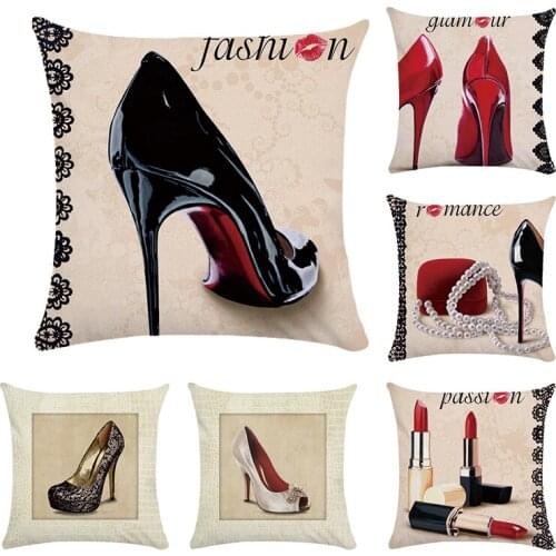 Fashion Classical Sofa Seat Cushion Cover Decorative Throw Pillow Cover Case Hot Cushion Cover High Heel Shoes CR107