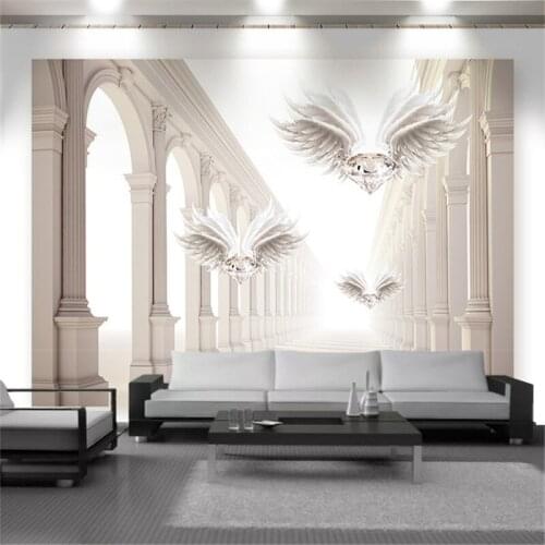 3d Wallcovering Wallpaper Abstract Space Roman Column Diamond Wings Living Room Bedroom Home Decor Painting Mural 3d Wallpapers